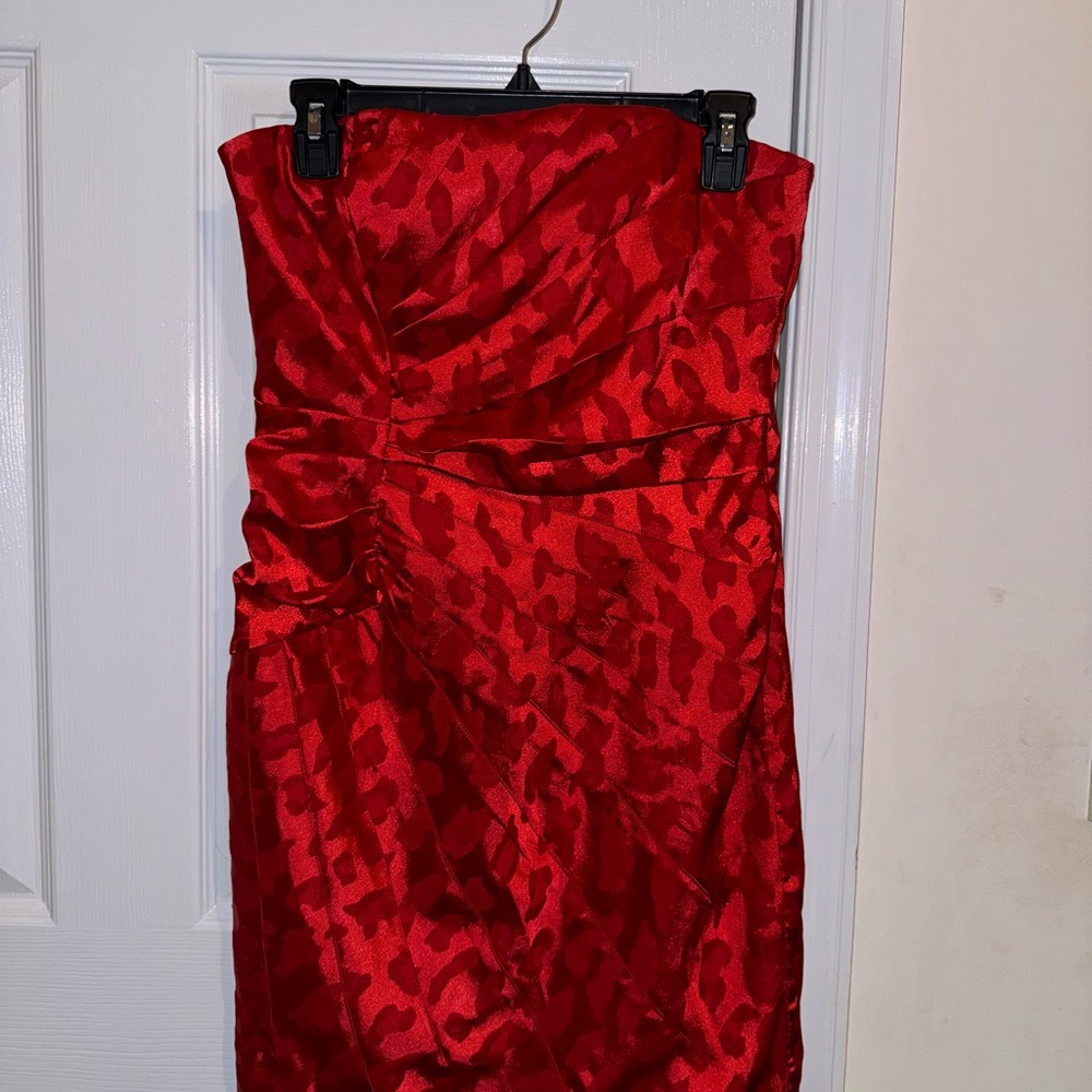 Y2K leopard red‎ Strapless Dress